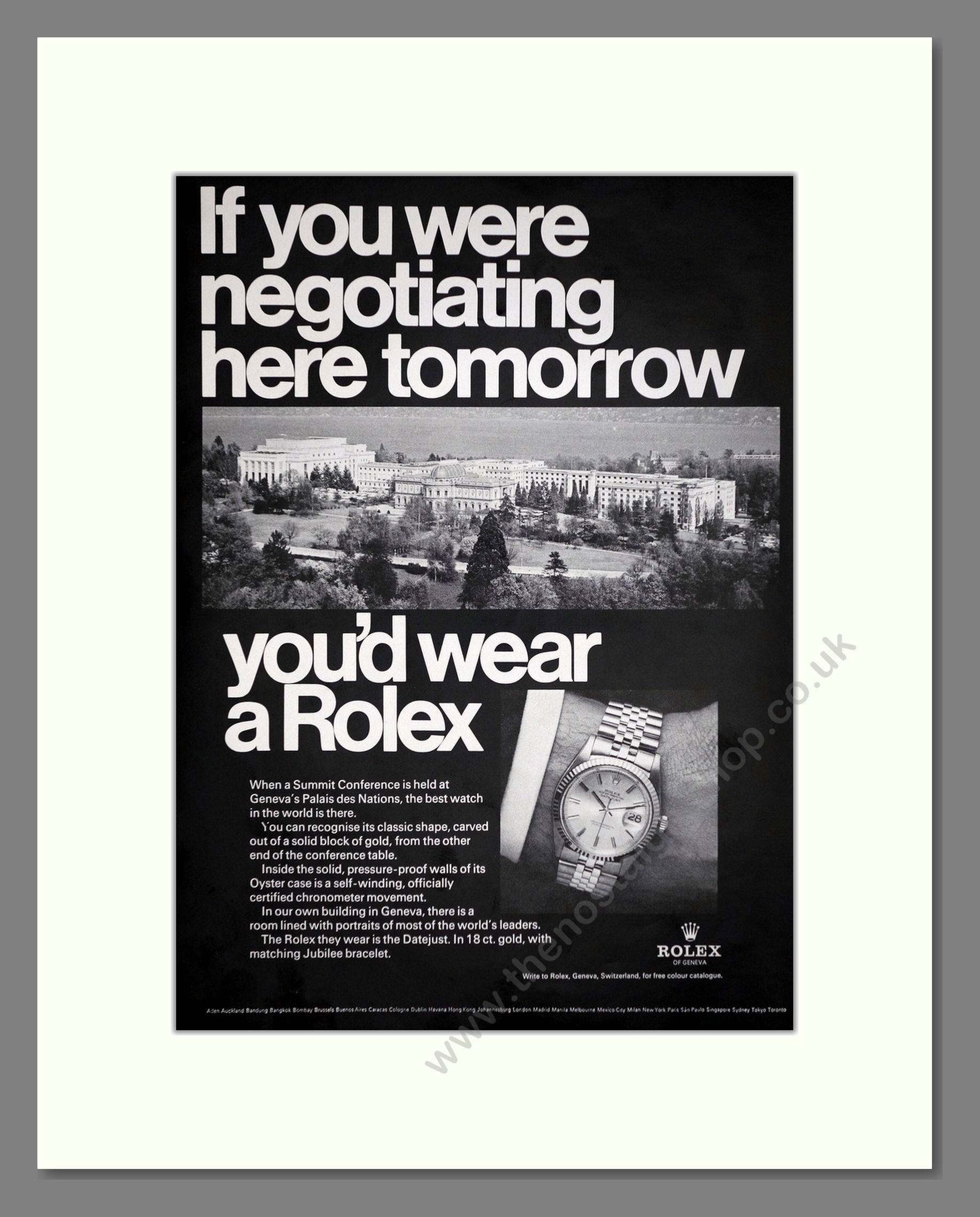 Rolex - Oyster Perpetual Datejust. Vintage Advert 1968 (ref AD67943)