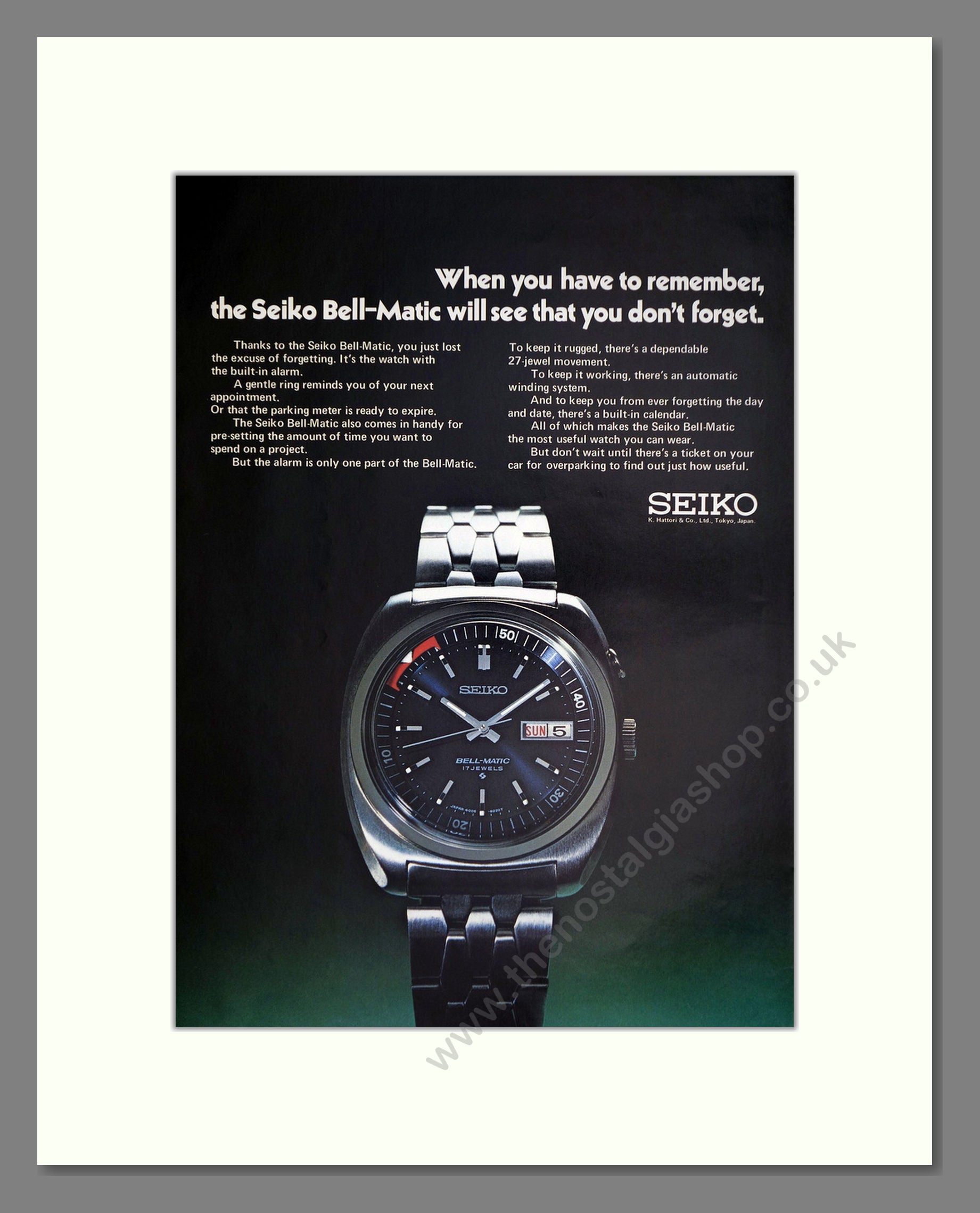 Seiko - Bell-matic. Vintage Advert 1973 (ref AD67945)