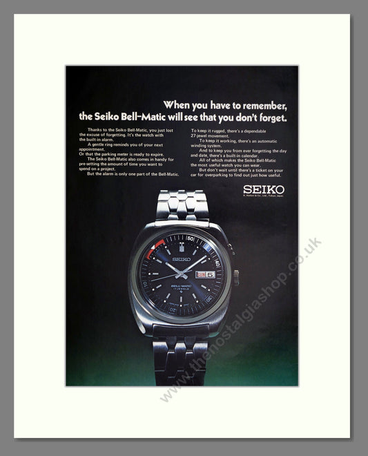 Seiko - Bell-matic. Vintage Advert 1973 (ref AD67945)