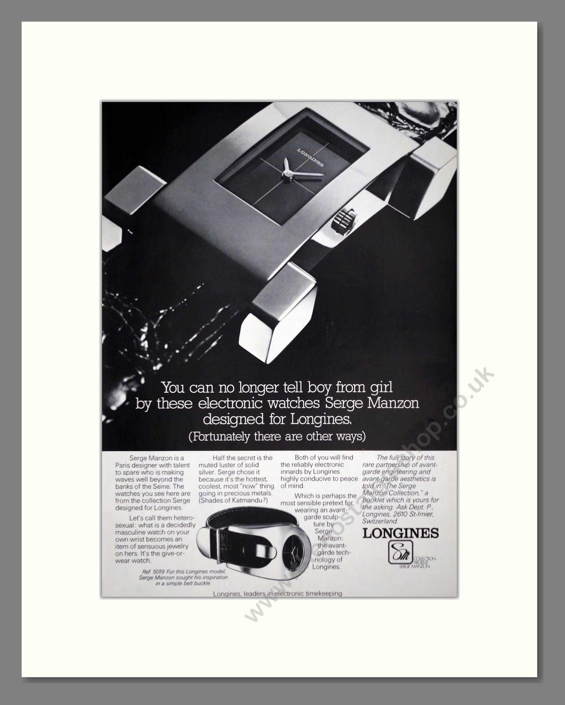 Longines - Electronic Serge Manzon. Vintage Advert 1973 (ref AD67949)