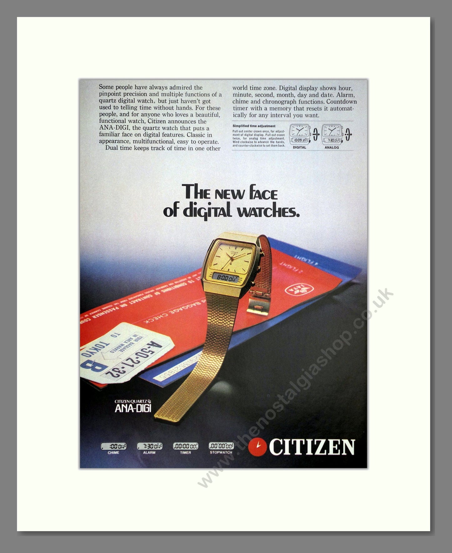 Citizen - Ana-digi. Vintage Advert 1980 (ref AD67953)