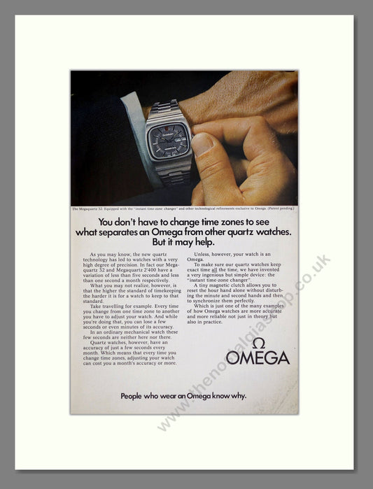 Omega - Megaquartz 32. Vintage Advert 1975 (ref AD67957)