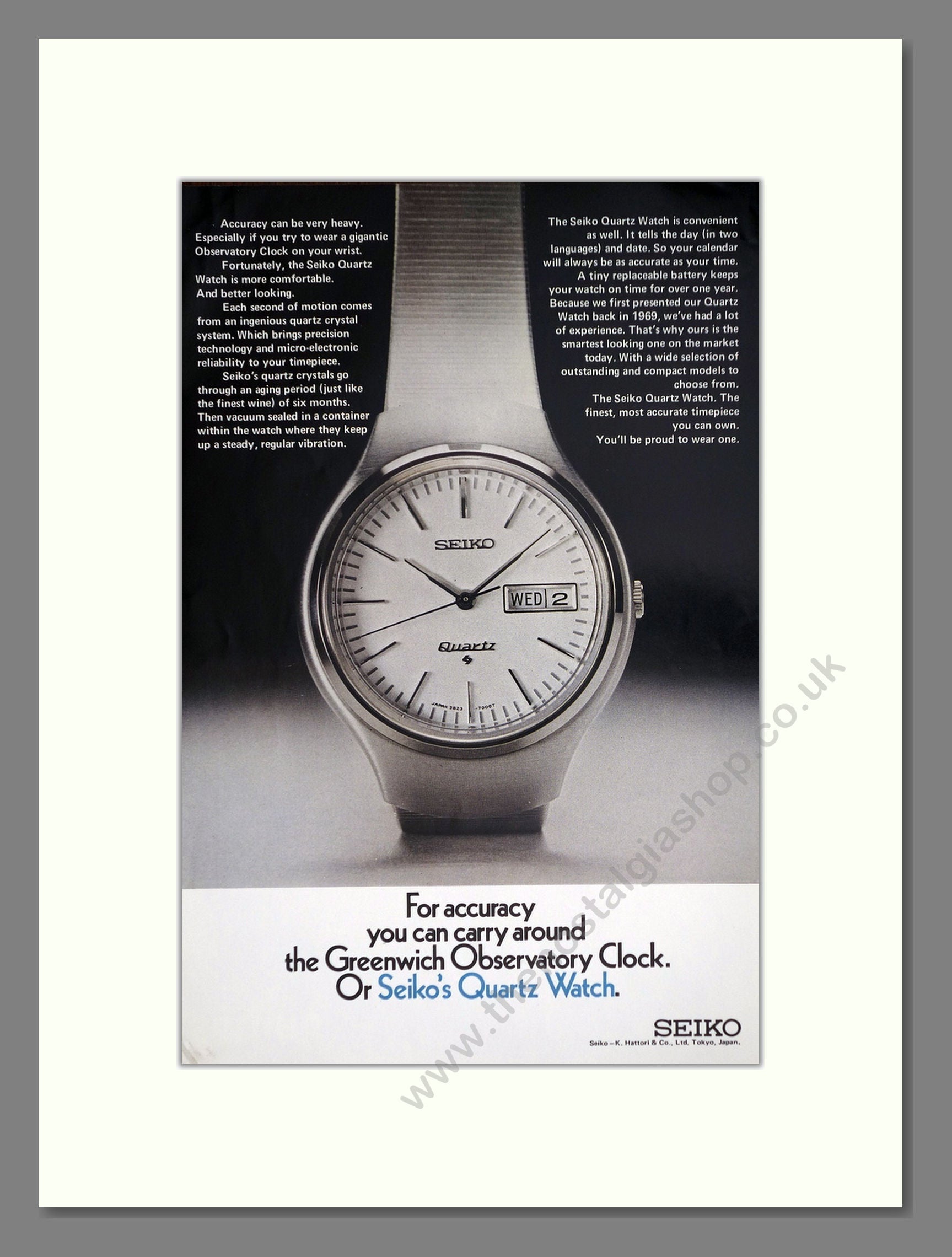 Seiko - Quartz. Vintage Advert 1972 (ref AD67963)