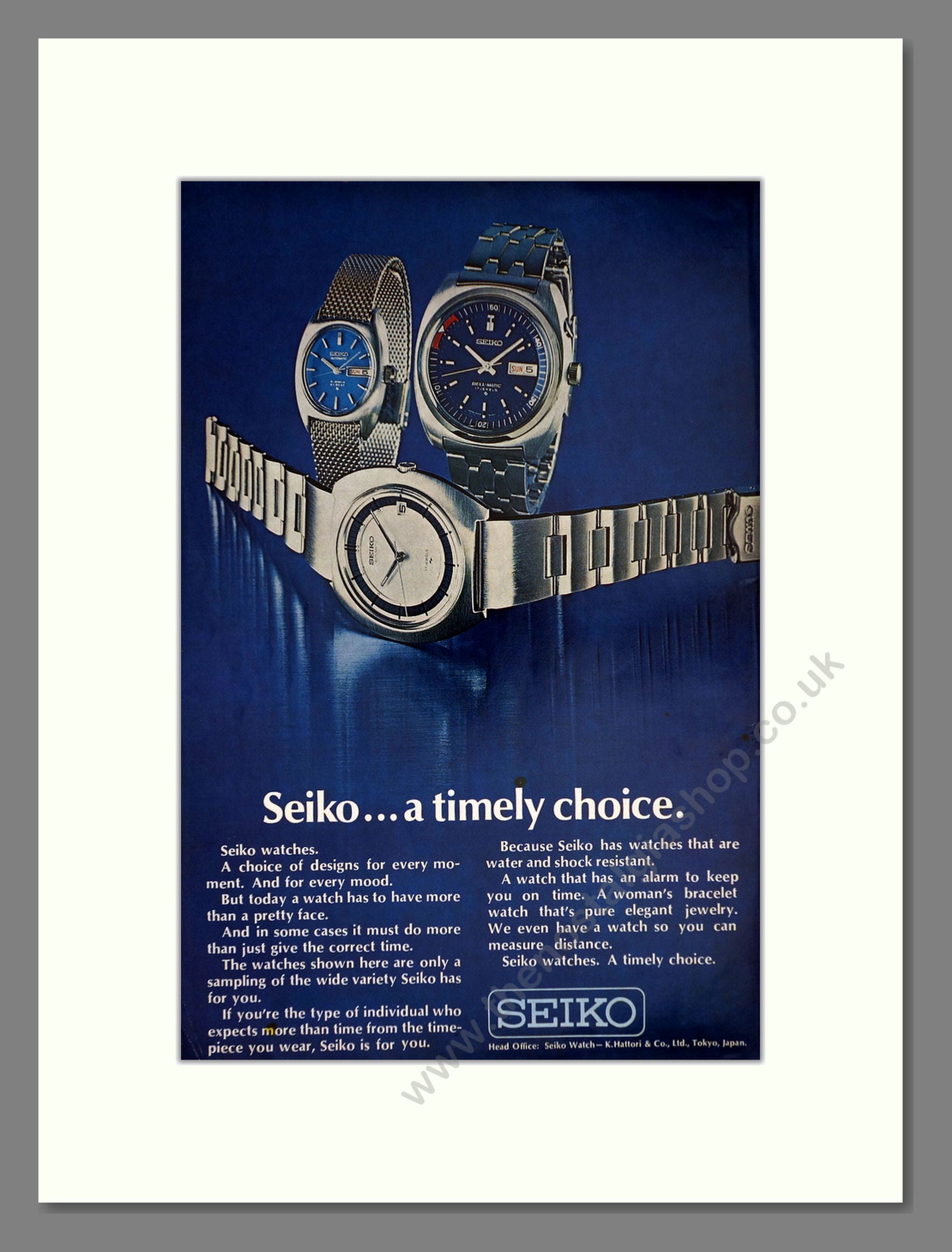 Seiko - Range of Watches. Vintage Advert 1971 (ref AD67966)