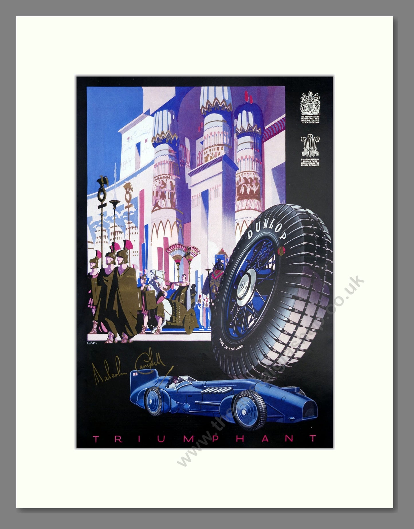 Dunlop Tyres. Malcolm Campbell, Bluebird. Original Advert 1933 (ref AD303743)