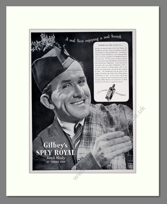 Gilbey's Spey Royal Scotch Whisky. Original Advert 1938 (ref AD303747)