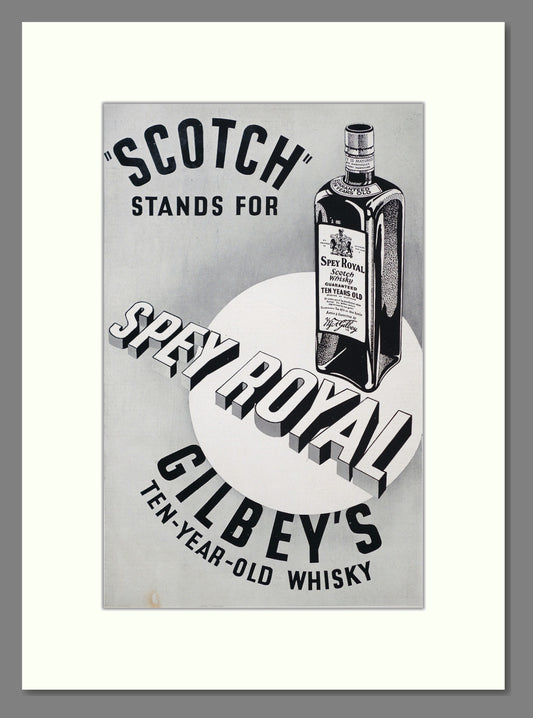 Gilbey's Spey Royal Scotch Whisky. Original Advert 1937 (ref AD303749)