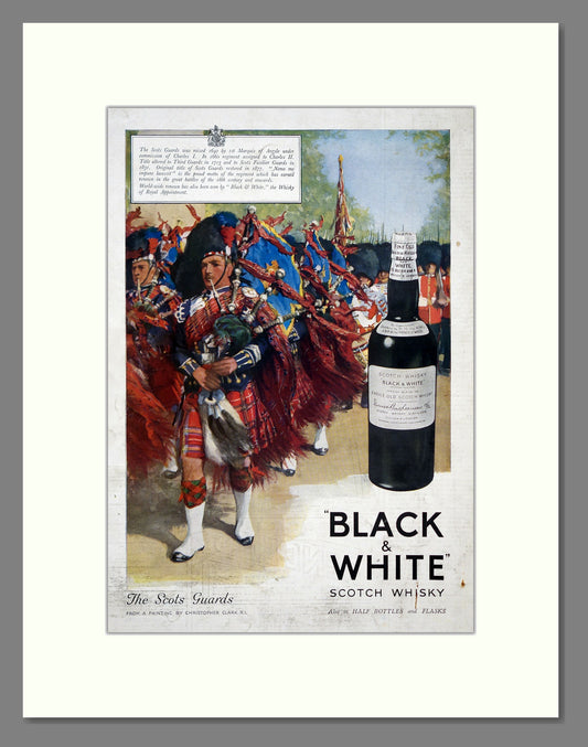 Black & White Scotch Whisky. The Scots Guards. Original Advert 1934 (ref AD303753)