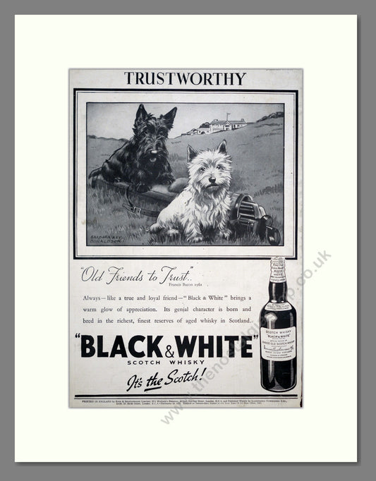 Black & White Scotch Whisky. Original Advert 1938 (ref AD303761)