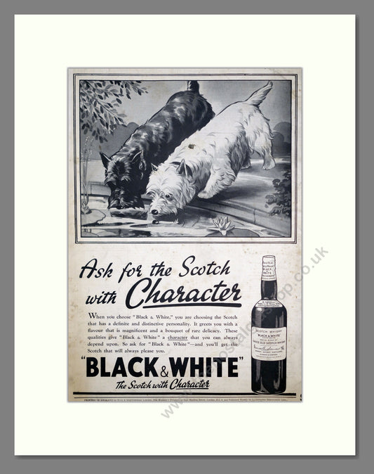Black & White Scotch Whisky. Original Advert 1938 (ref AD303762)