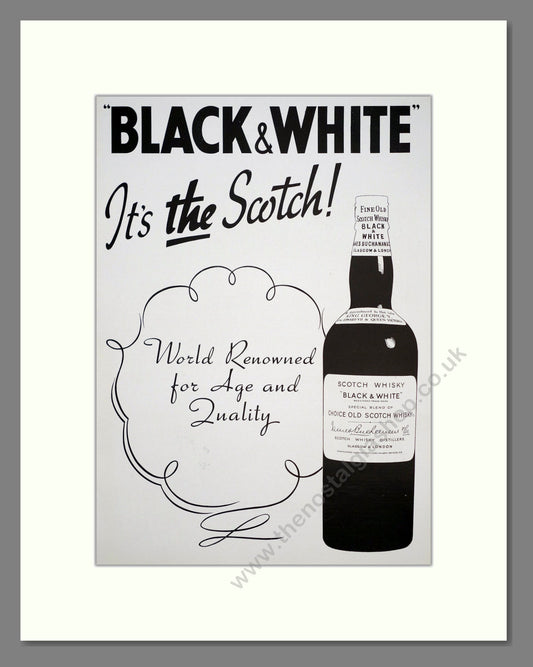 Black & White Scotch Whisky. Original Advert 1939 (ref AD303763)