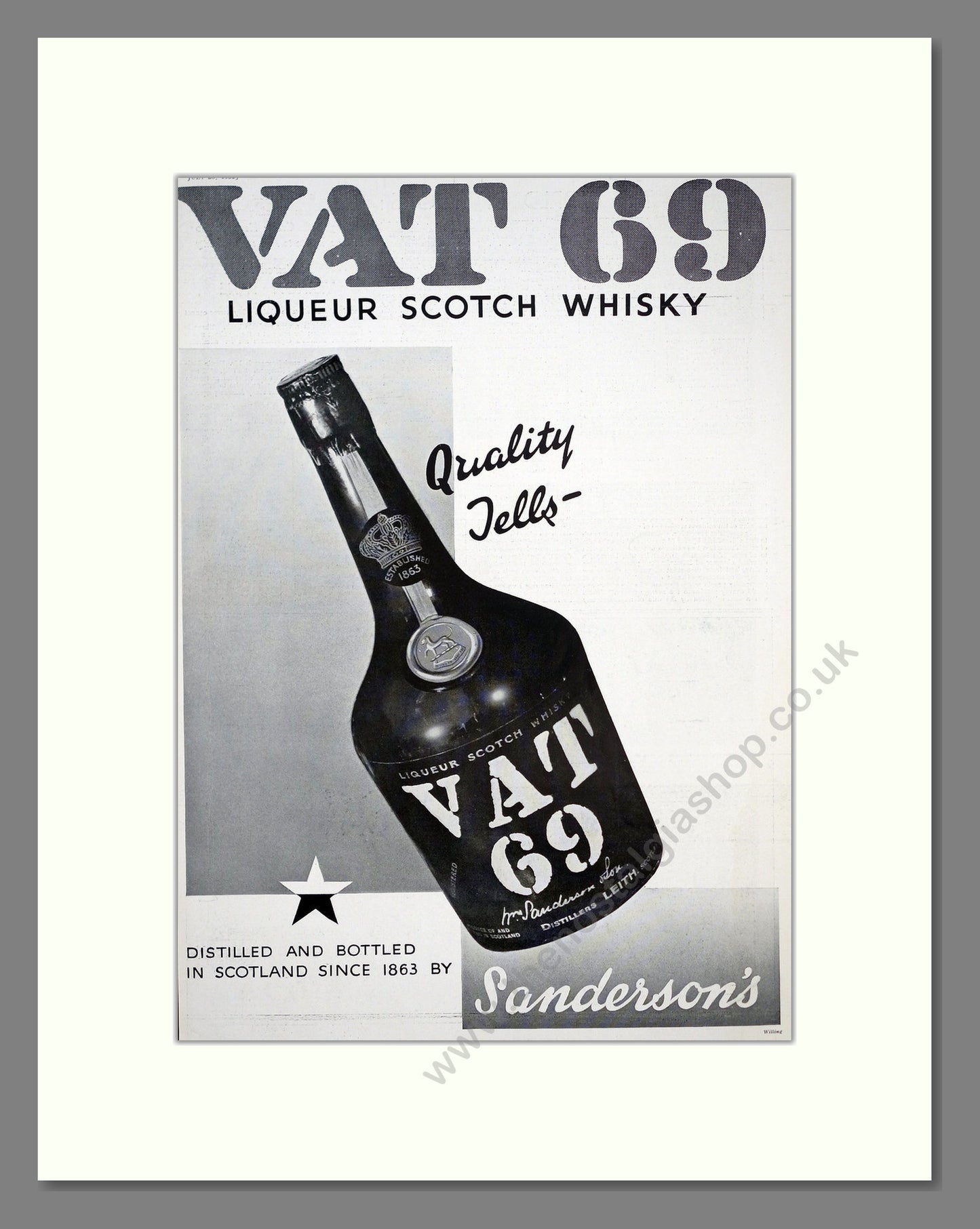 VAT 69 Liqueur Scotch Whisky. Original Advert 1935 (ref AD303779)