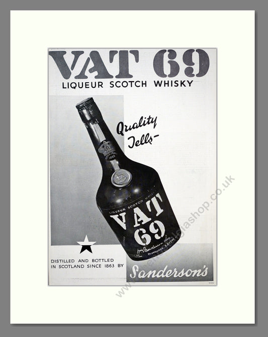 VAT 69 Liqueur Scotch Whisky. Original Advert 1935 (ref AD303779)