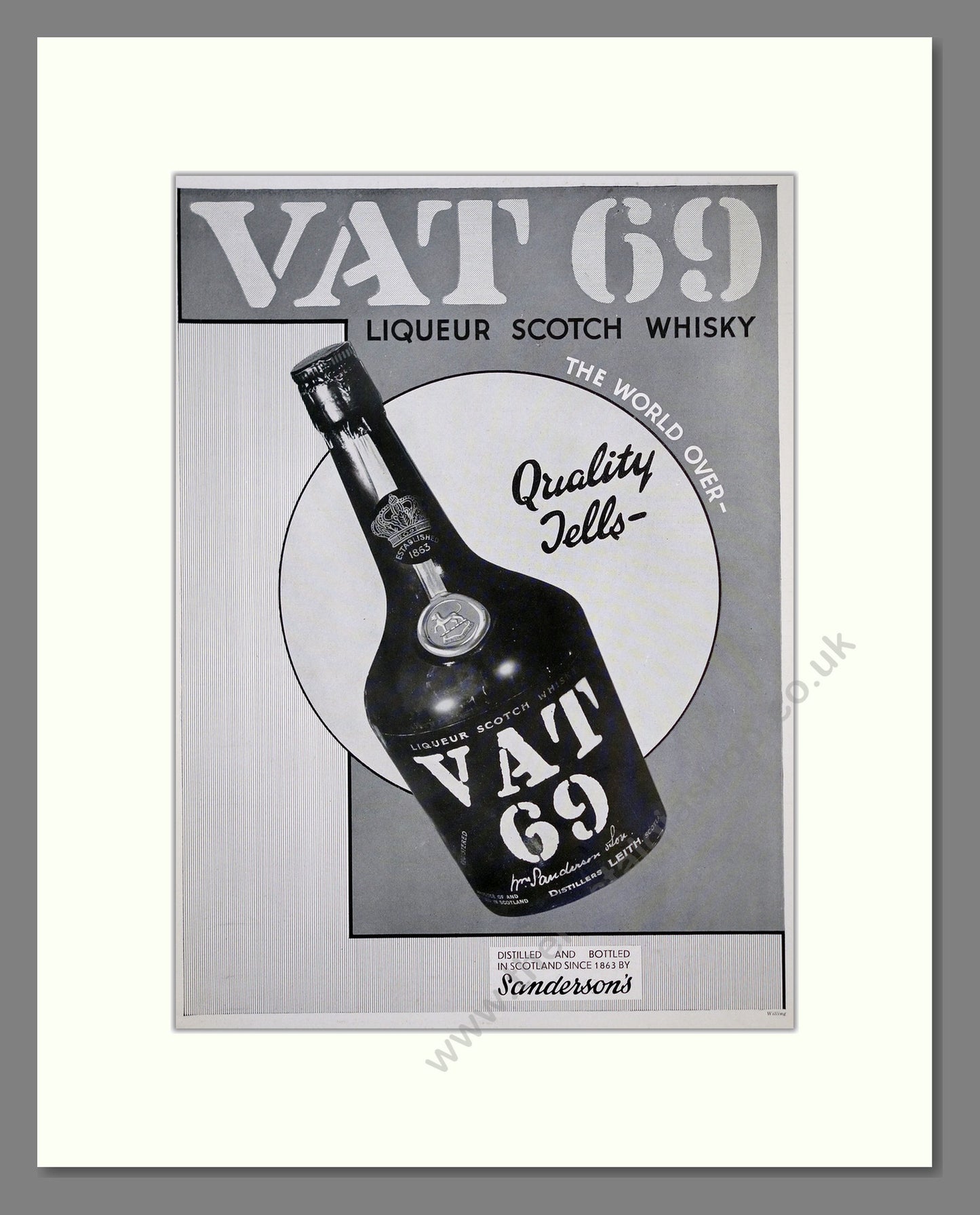 VAT 69 Liqueur Scotch Whisky. Original Advert 1935 (ref AD303780)