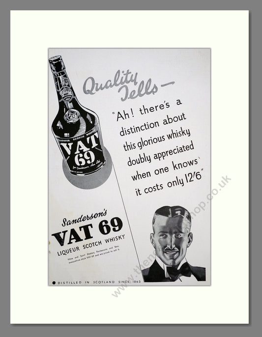 VAT 69 Liqueur Scotch Whisky. Original Advert 1934 (ref AD303781)