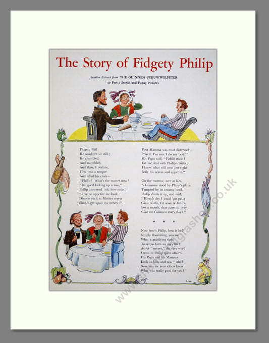 Guinness The Story of Fidgety Philip. Original Advert 1935 (ref AD303787)