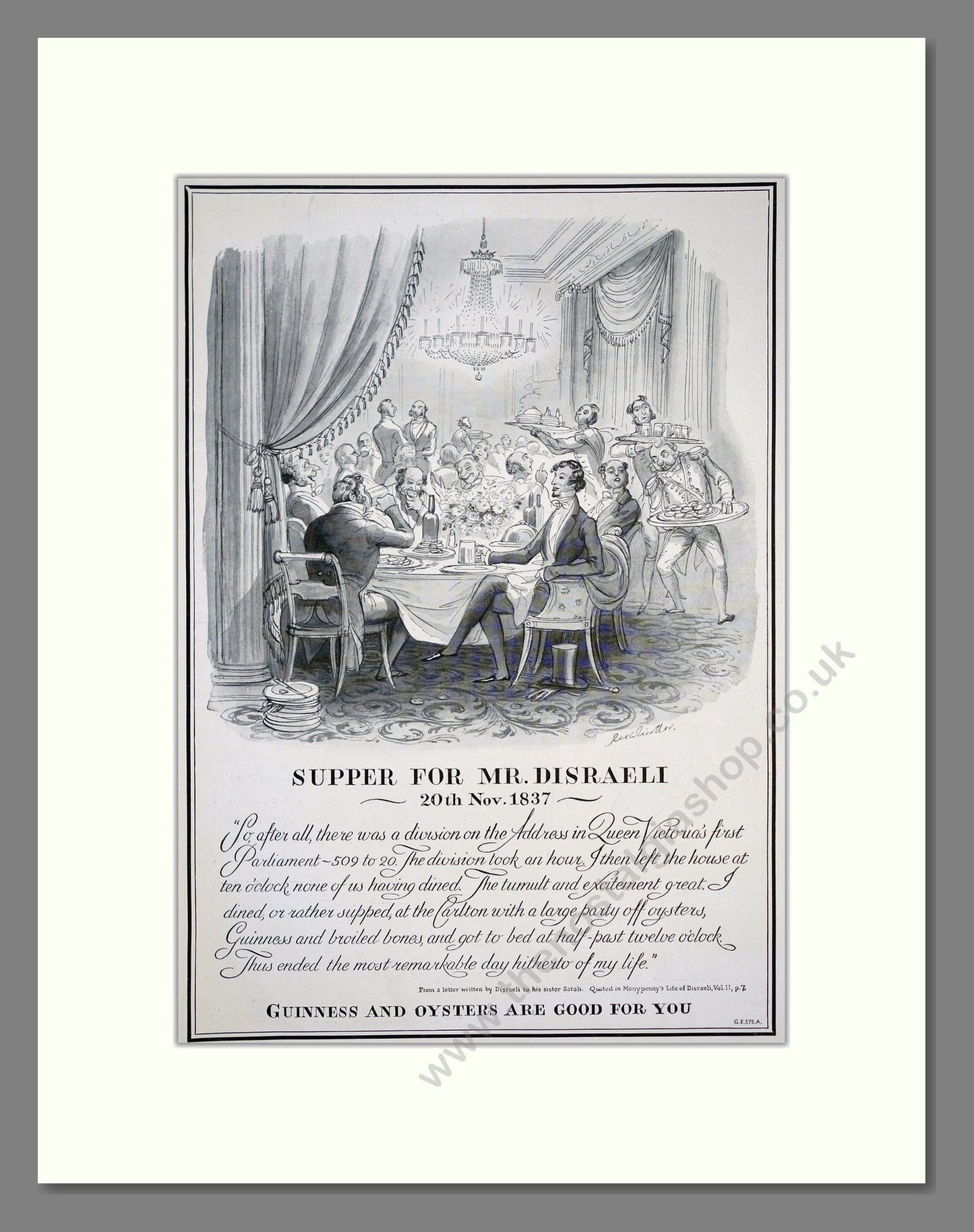 Guinness. Supper For Mr. Disraeli. Original Advert 1936 (ref AD303792)