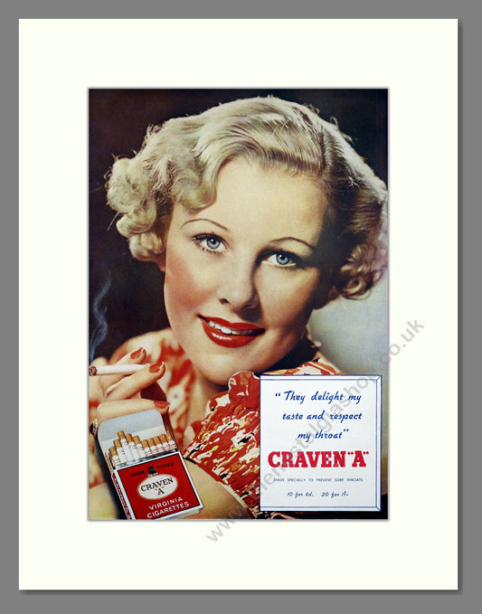 Craven A Cigarettes. Original Advert 1936 (ref AD303836)