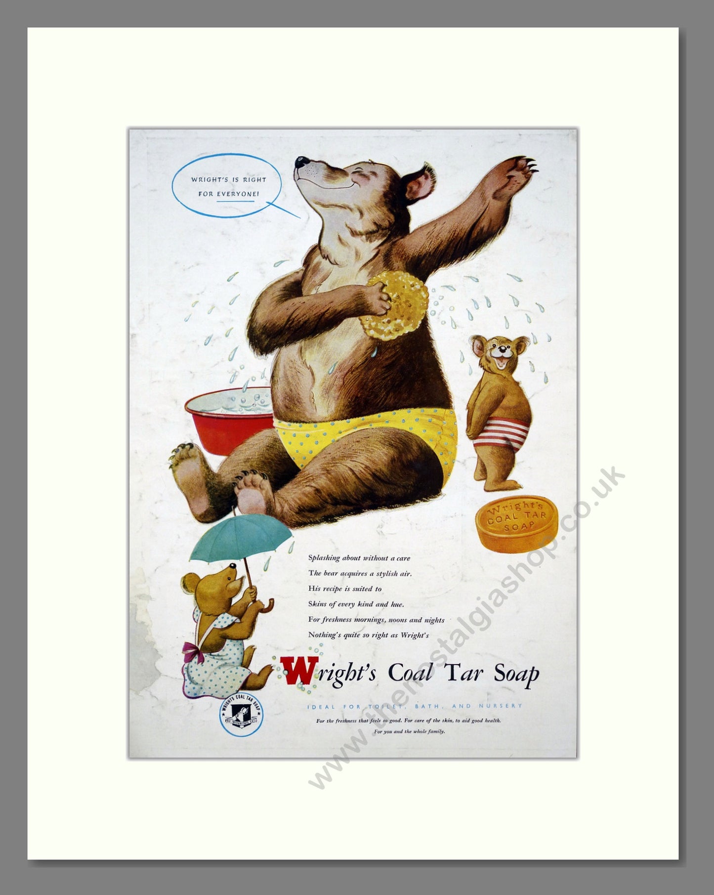 Wright's Coal Tar Soap. Large Original Advert 1950 (ref AD303830)