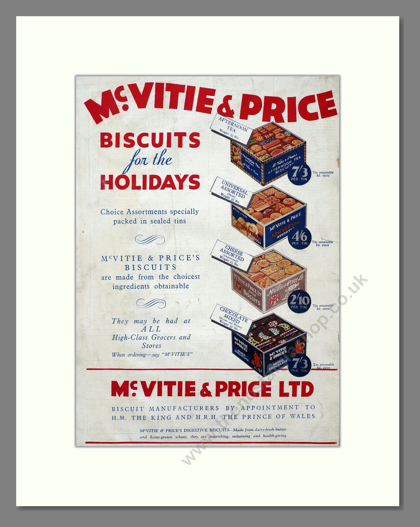 McVitie & Price Biscuits. Vintage Advert 1934 (ref AD303815)