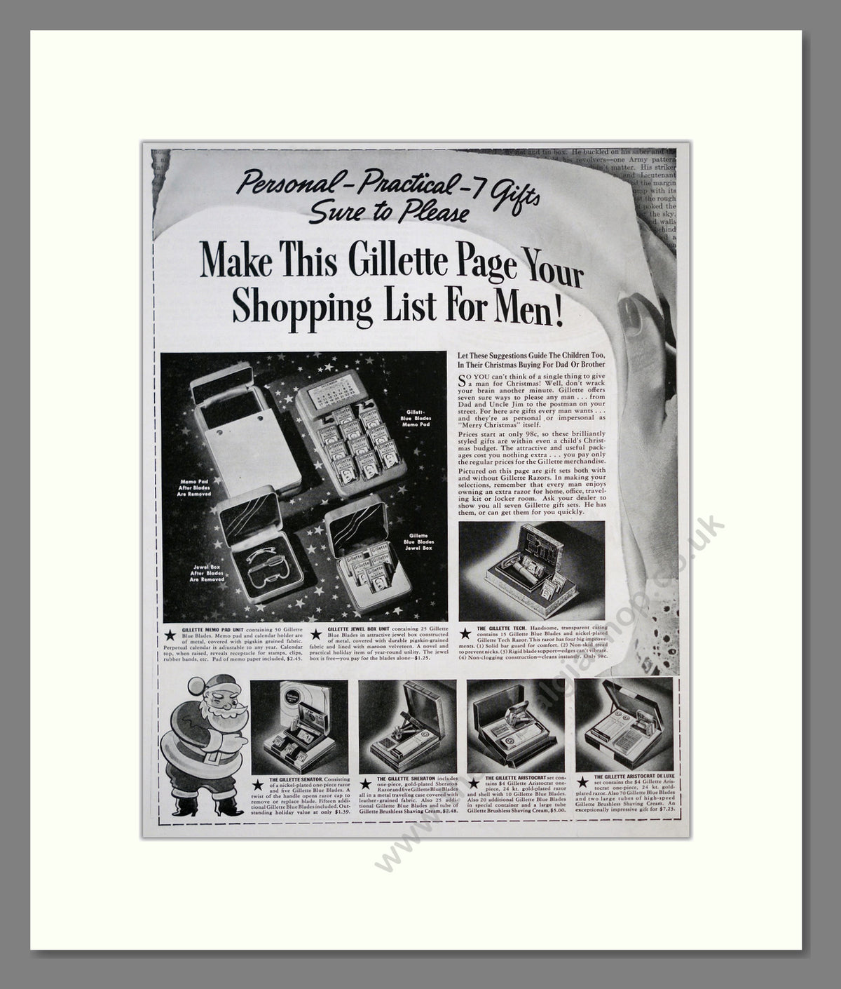 Gillette Gifts. Large Original Advert 1939 (ref AD303864)