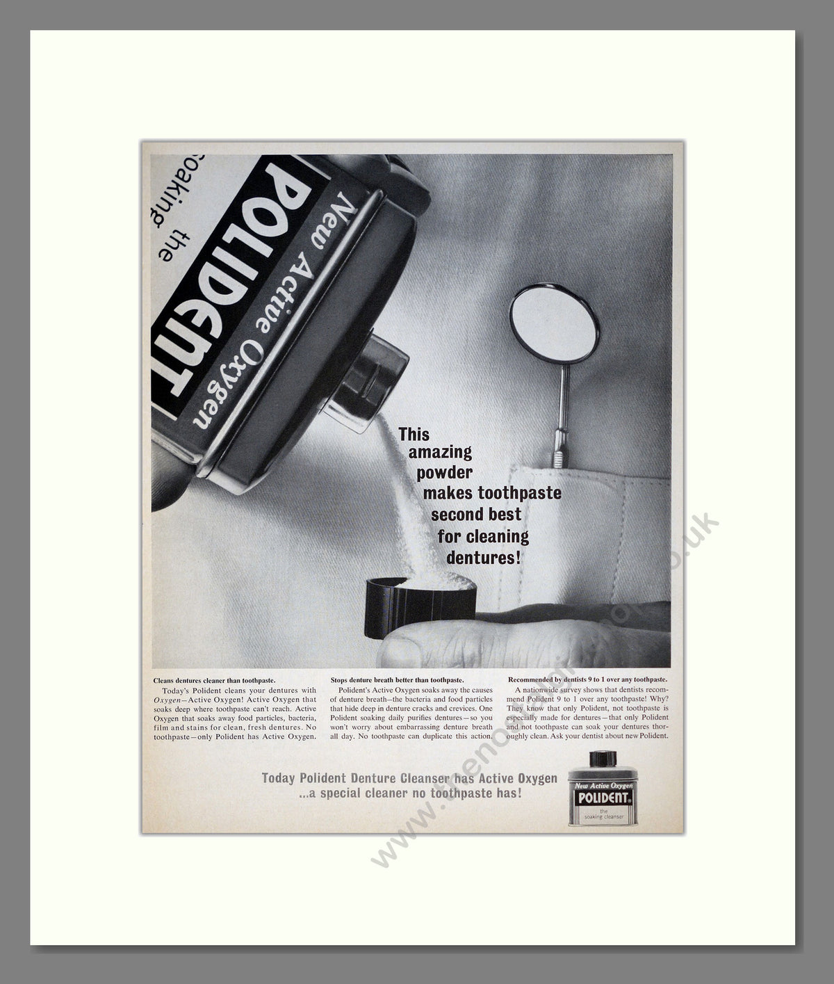 Polident Denture Cleanser. Original Advert 1962 (ref AD303890)