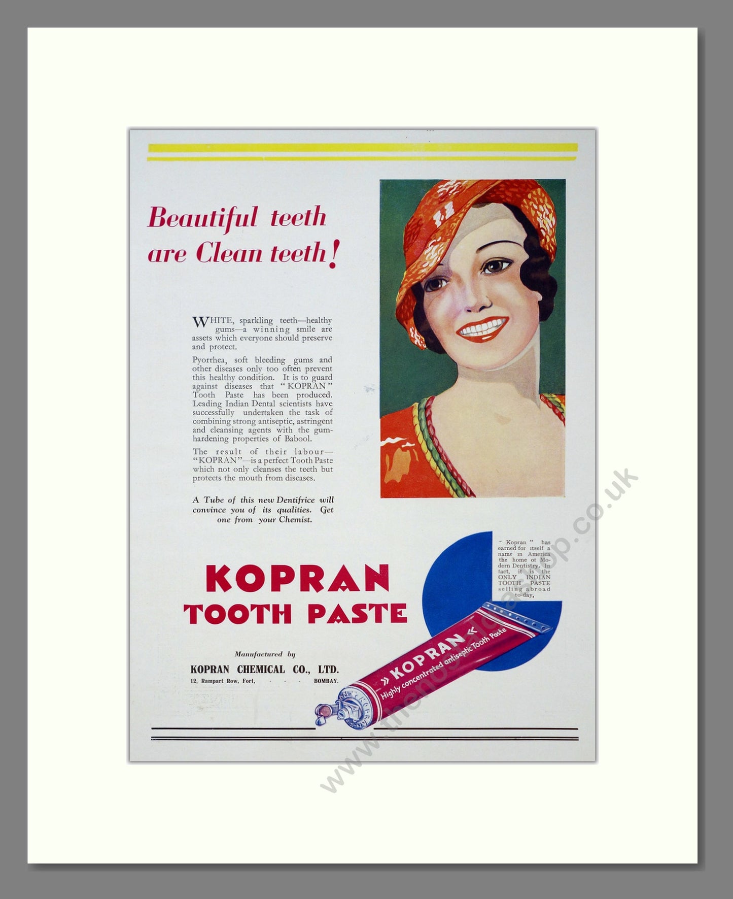 Kopran Tooth Paste. Original Advert 1933 (ref AD303892)