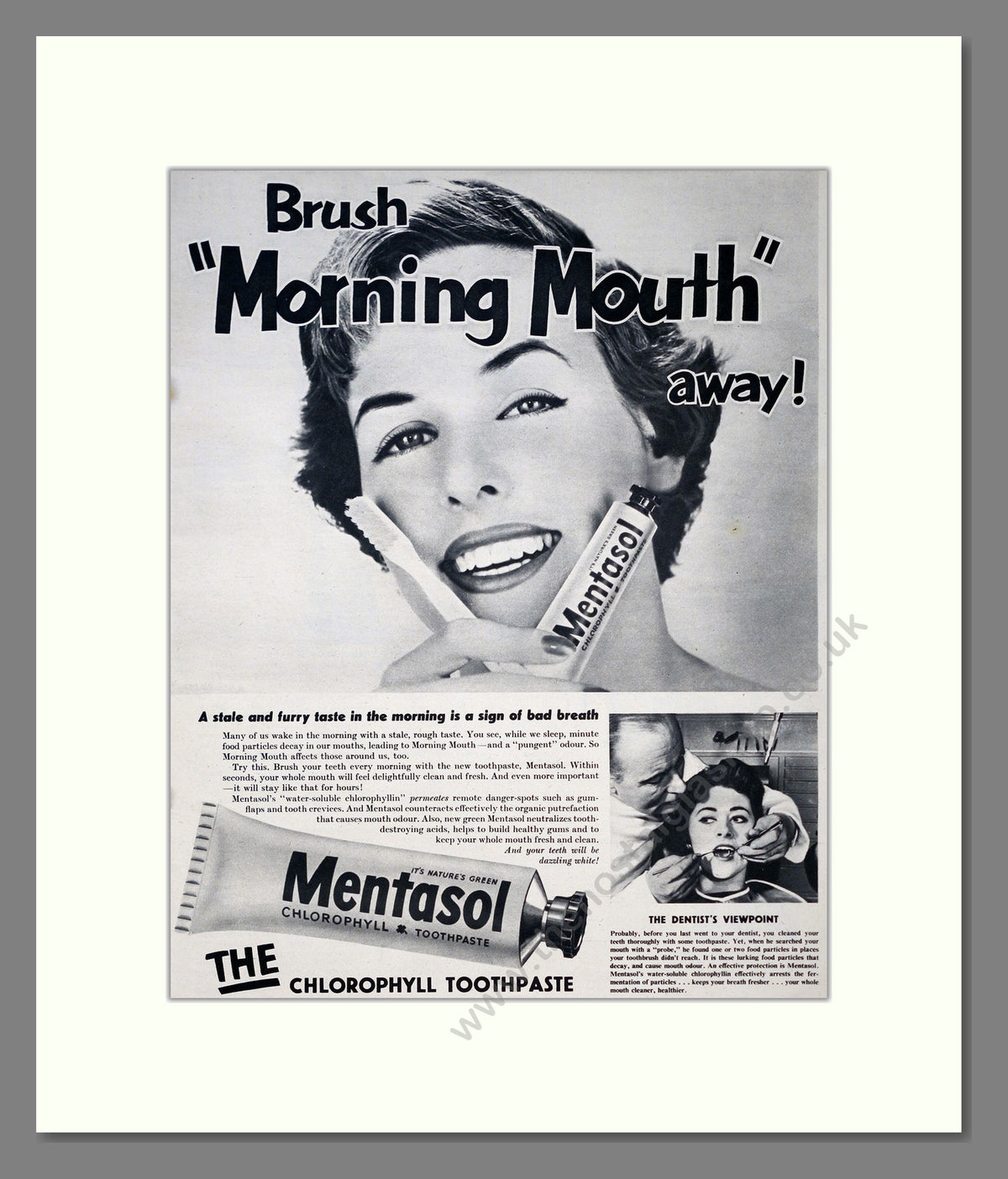 Mentasol Tooth Paste. Original Advert 1954 (ref AD303895)