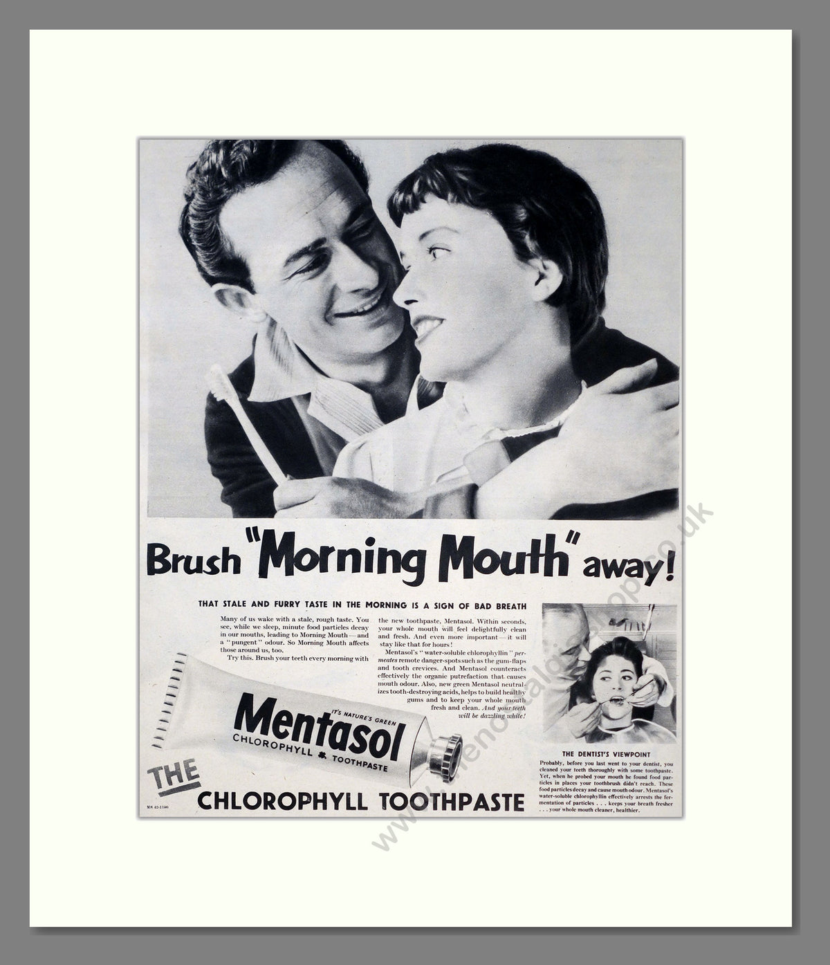 Mentasol Tooth Paste. Original Advert 1954 (ref AD303896)