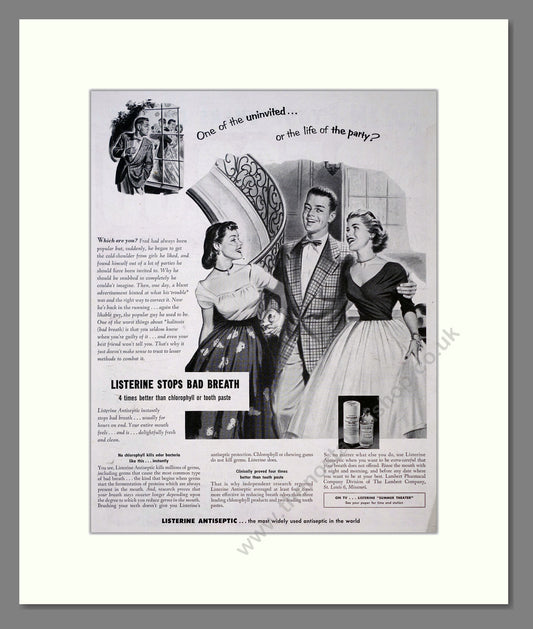 Listerine Mouth Wash. Original Advert 1953 (ref AD303899)