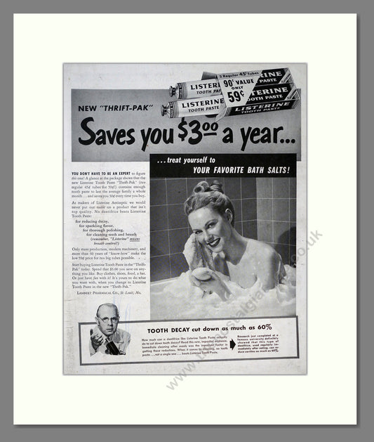 Listerine Tooth Paste. Original Advert 1950 (ref AD303900)