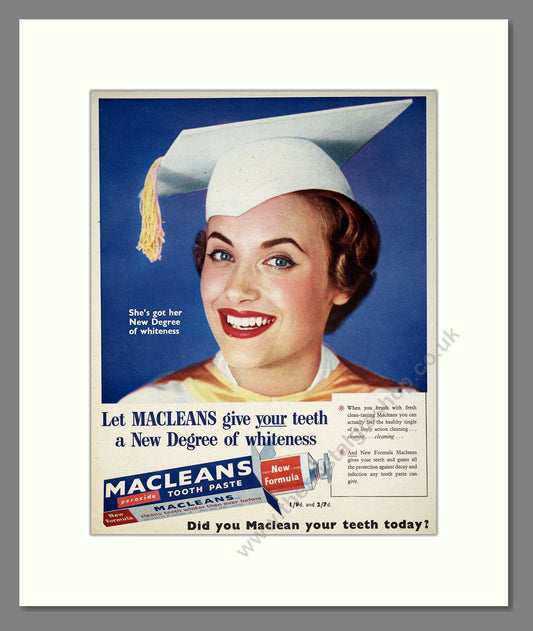 Macleans Tooth Paste. Original Advert 1956 (ref AD303907)