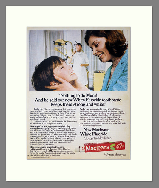 Macleans White Fluoride Tooth Paste. Original Advert 1971 (ref AD303910)