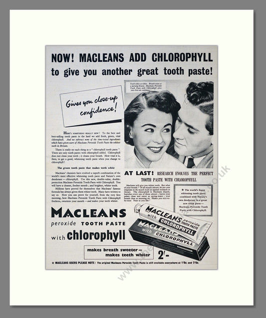 Macleans Tooth Paste. Original Advert 1953 (ref AD303911)