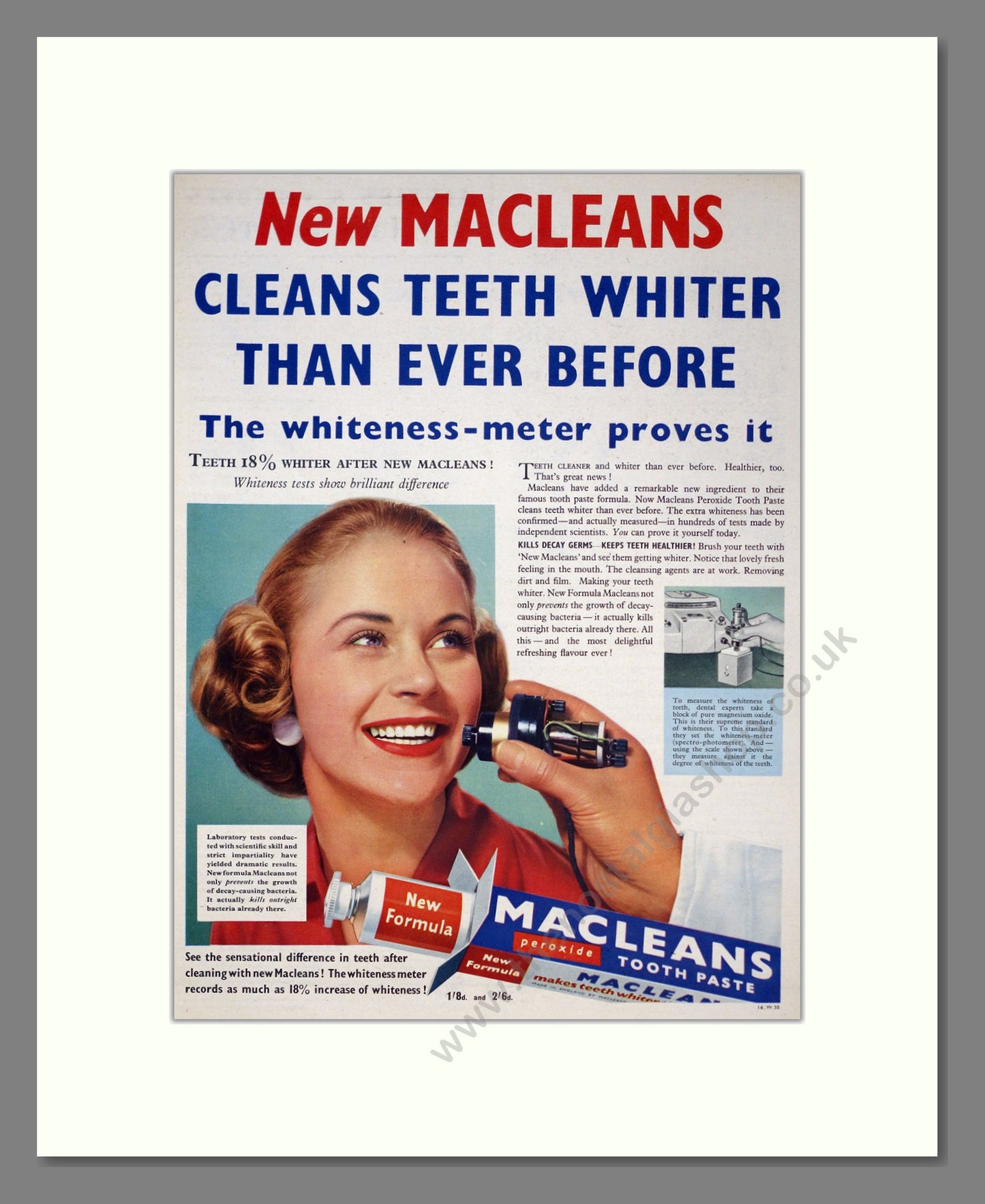 Macleans Toothpaste. Original Advert 1955 (ref AD303936)