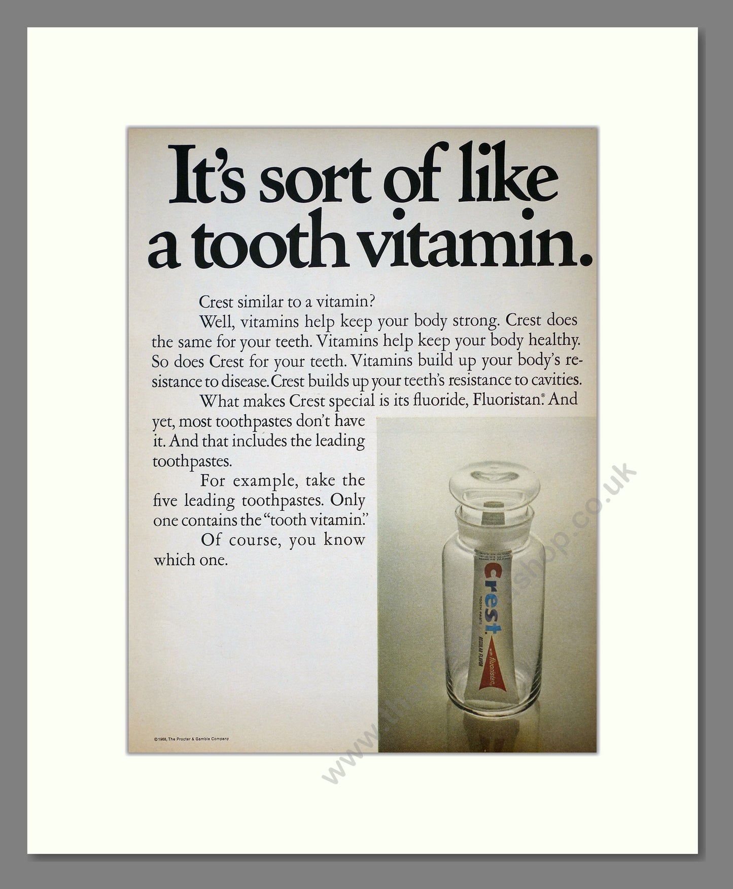 Crest Toothpaste. Original Advert 1968 (ref AD303940)