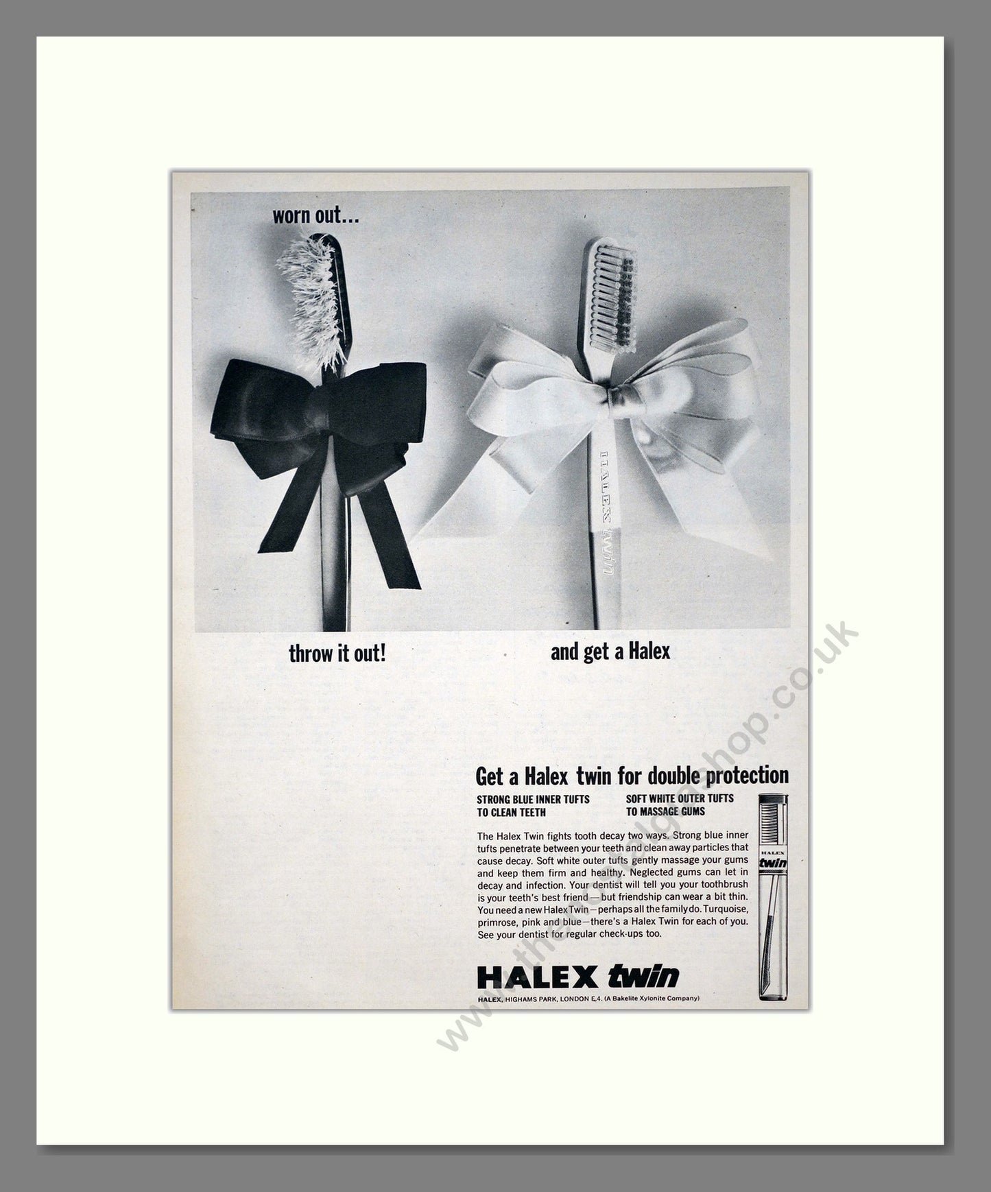 Halex Twin Toothbrush. Original Advert 1964 (ref AD303959)