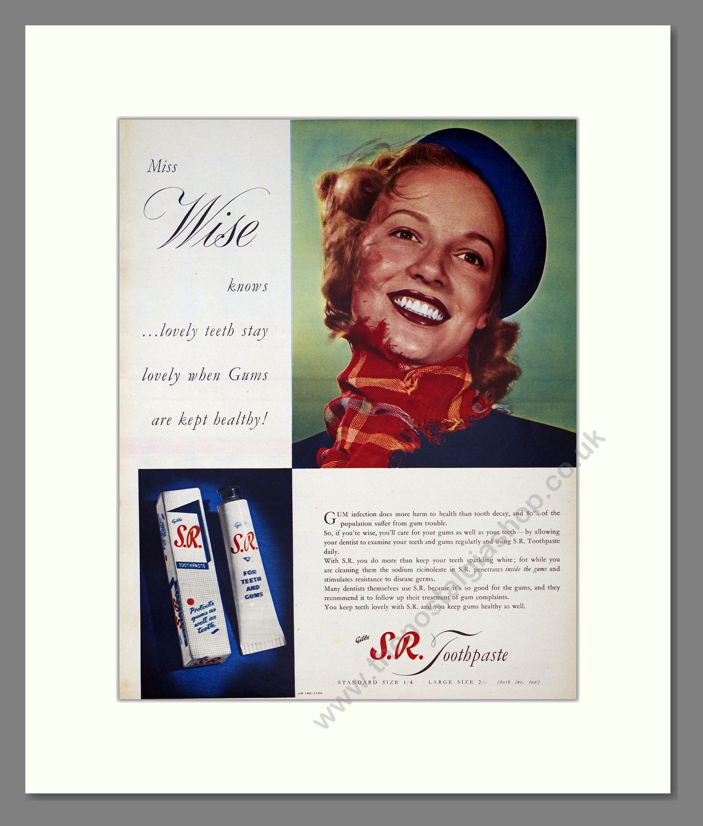Gibbs S.R. Toothpaste. Original Advert 1948 (ref AD303964)