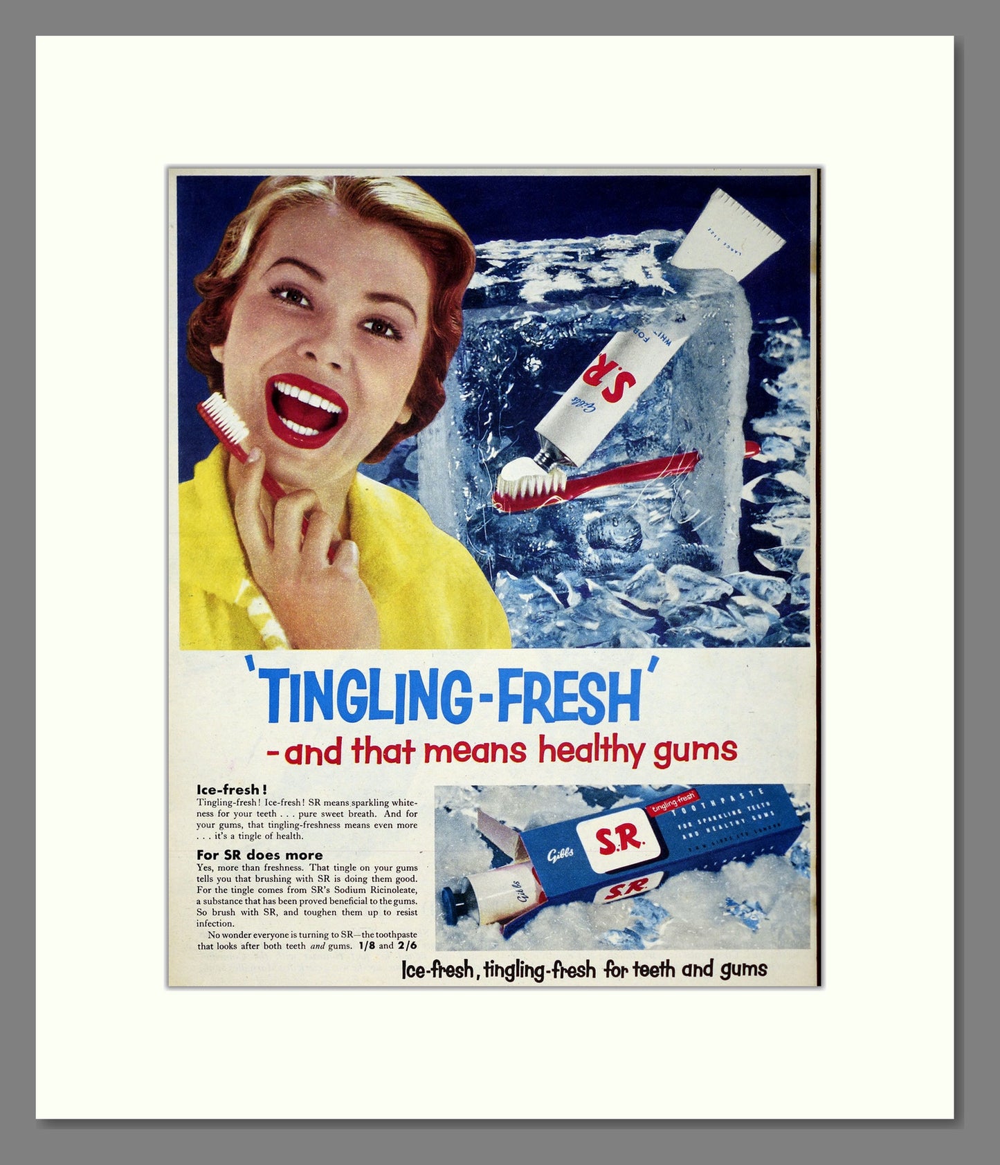 Gibbs S.R. Toothpaste. Original Advert 1955 (ref AD303978)