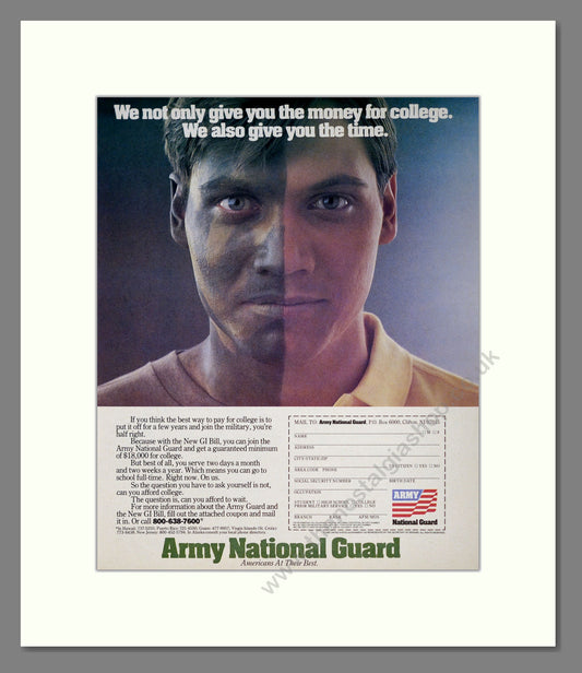 U.S. Army National Guard. Original Advert 1985 (ref AD303915)