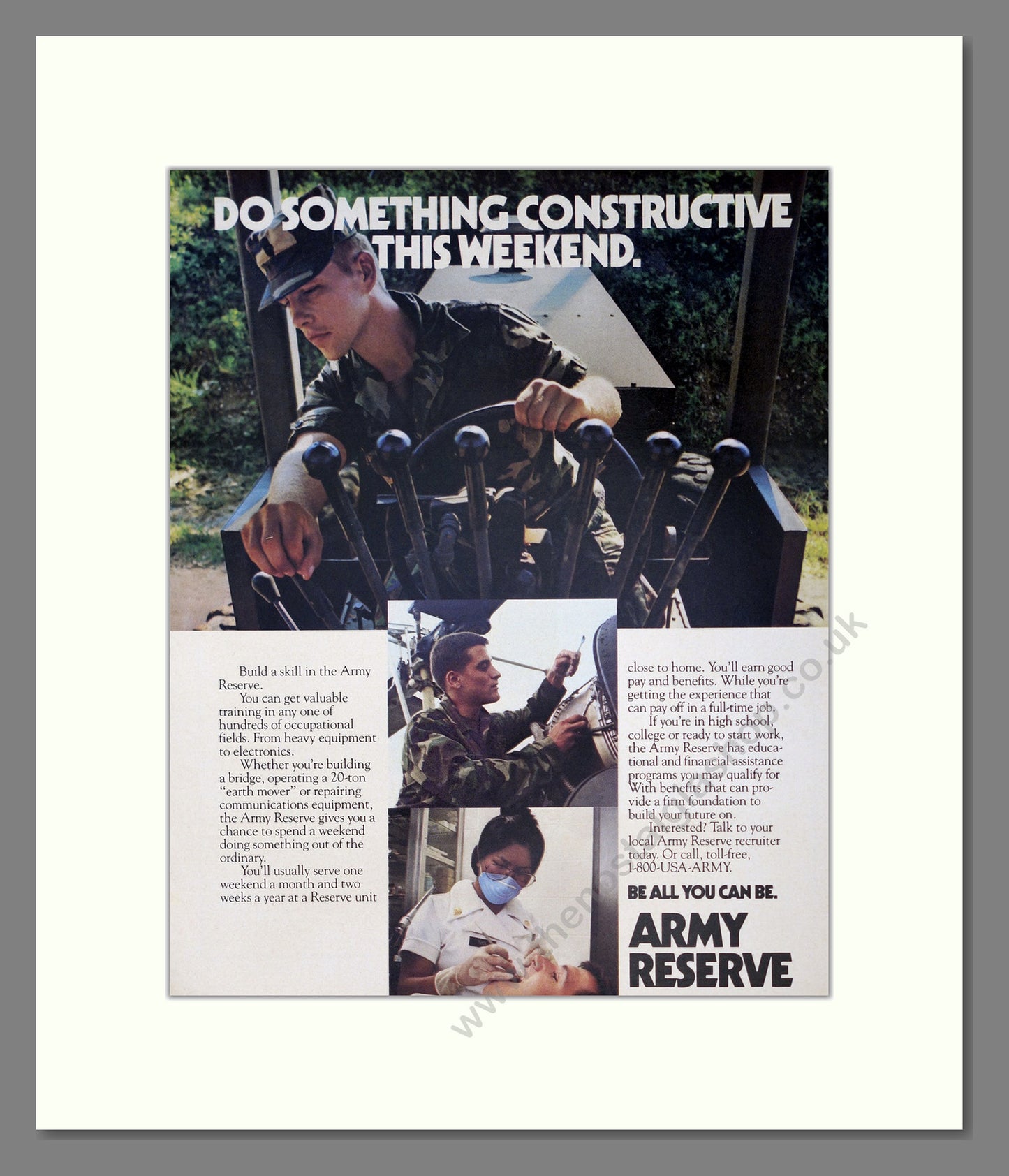 U.S. Army Reserve,. Original Advert 1989 (ref AD303925)