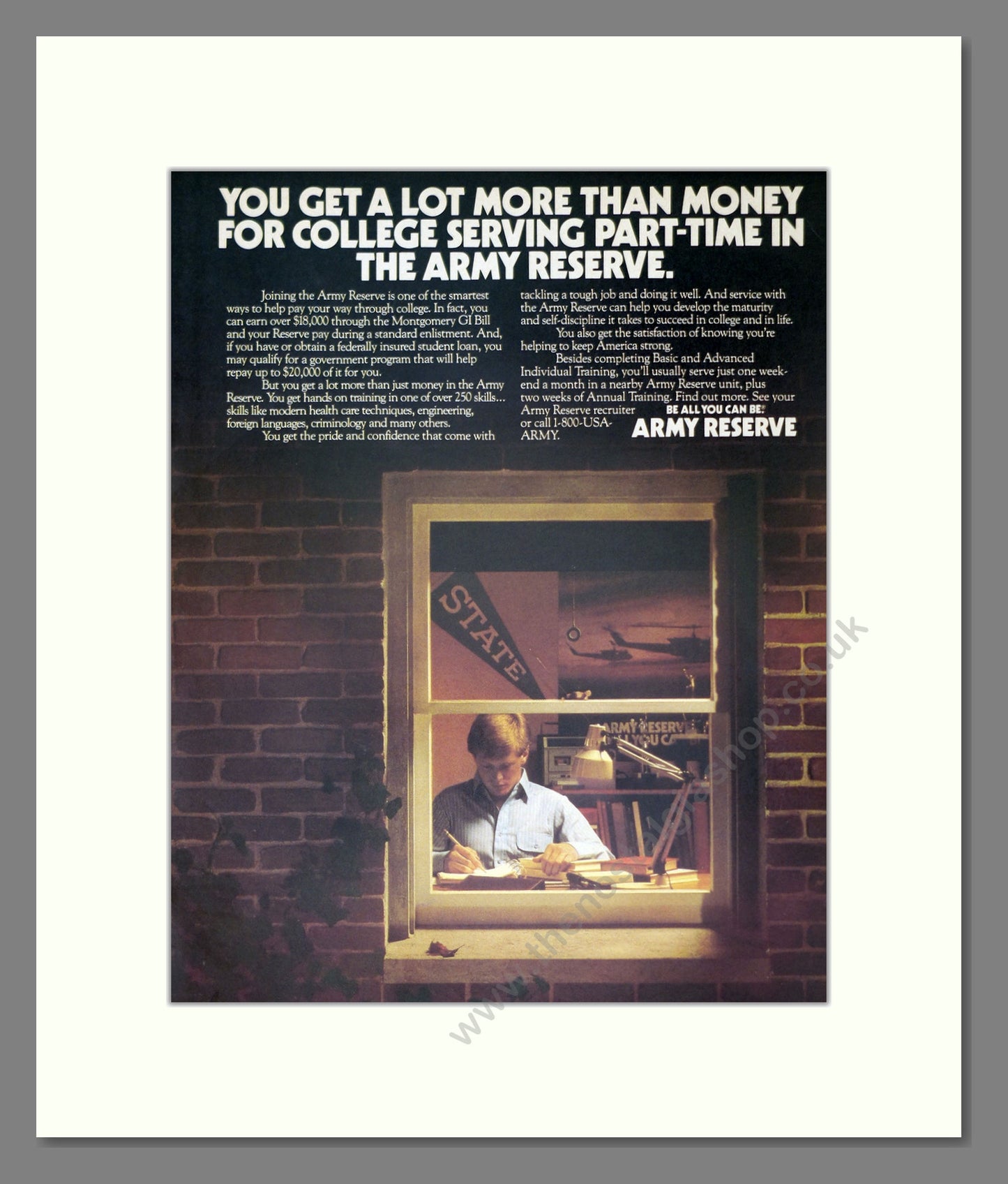 U.S. Army Reserve,. Original Advert 1990 (ref AD303926)