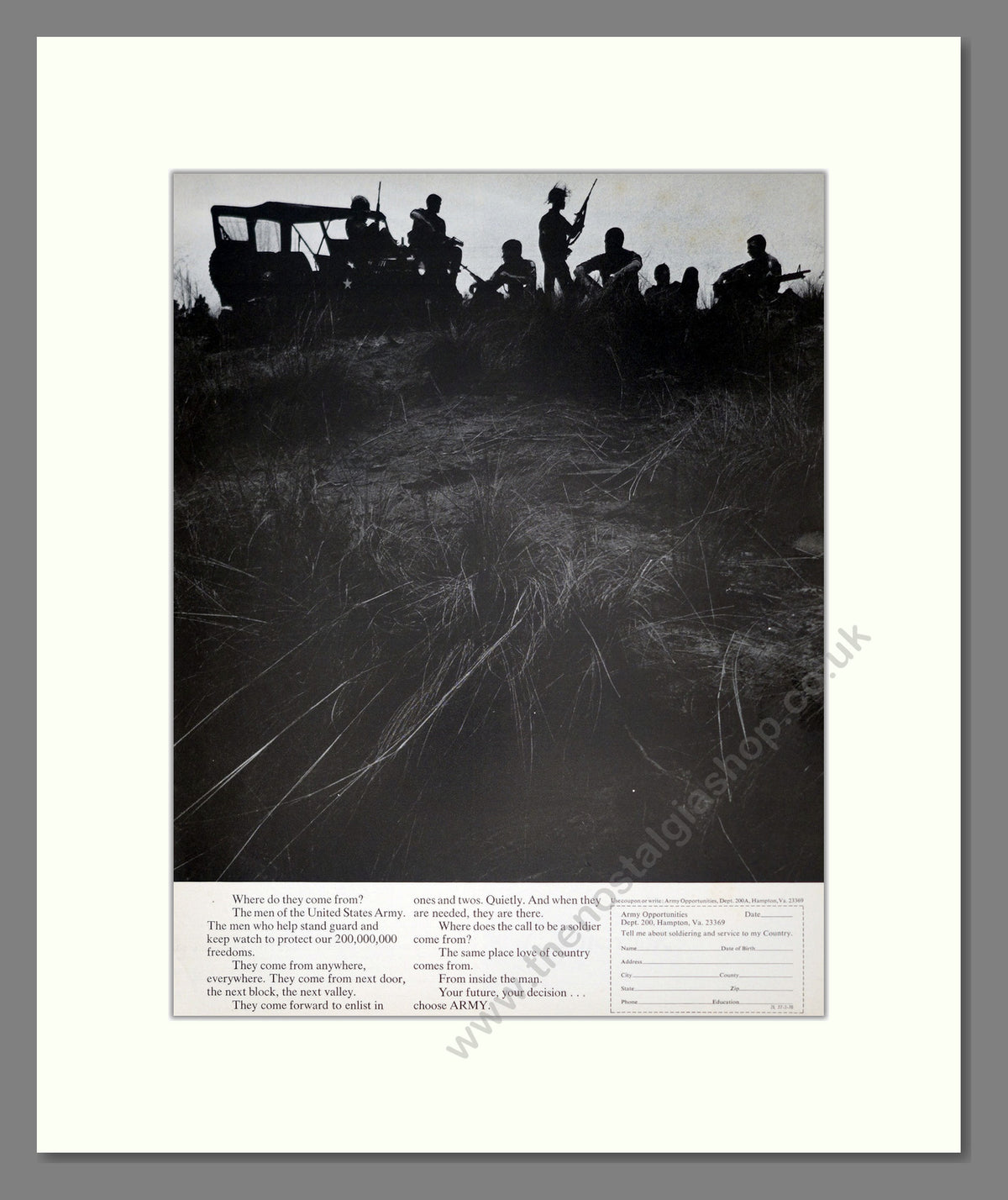 U.S. Army. Original Advert 1970 (ref AD303932)