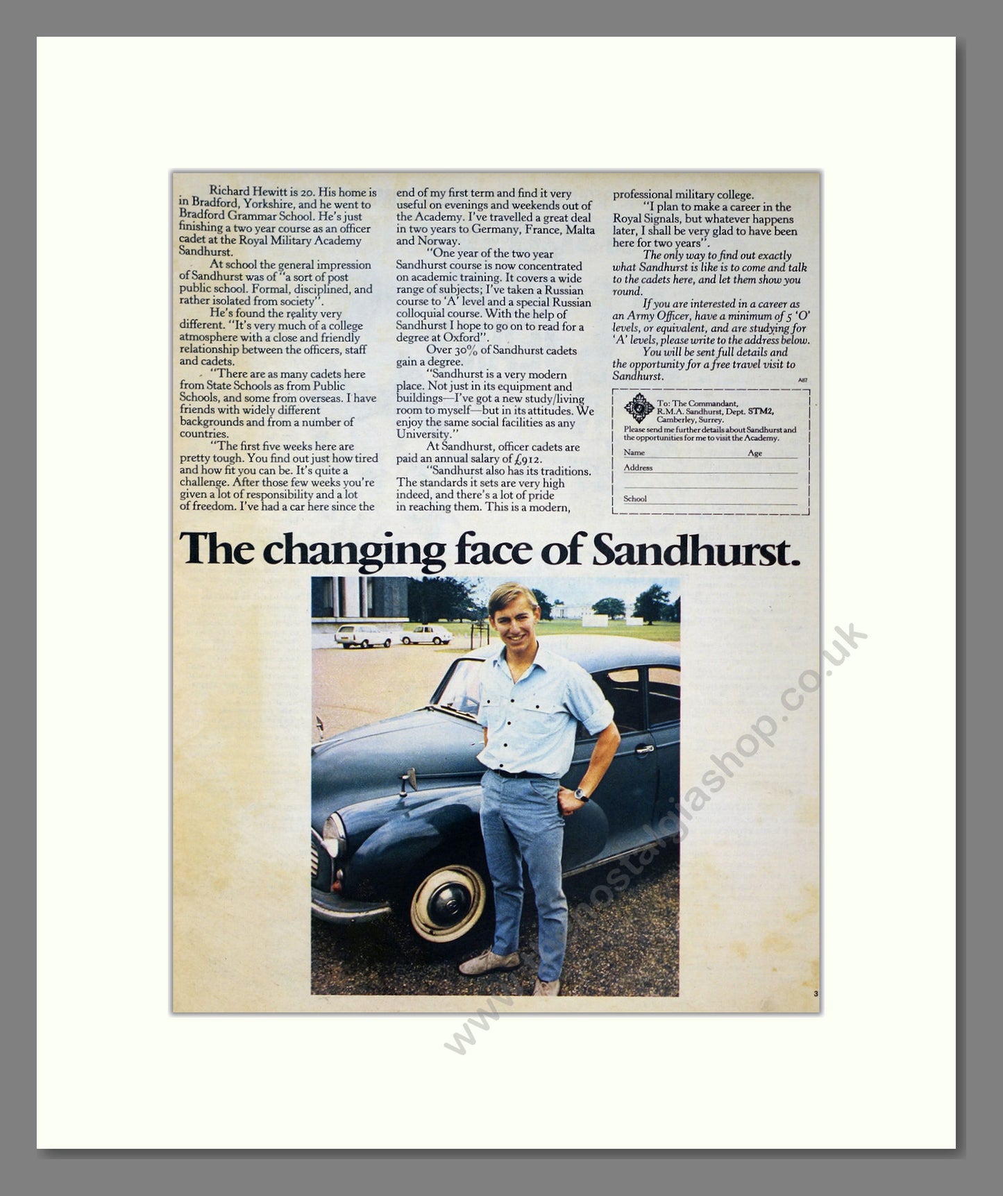 British Army Officer. Original Advert 1971 (ref AD303988)