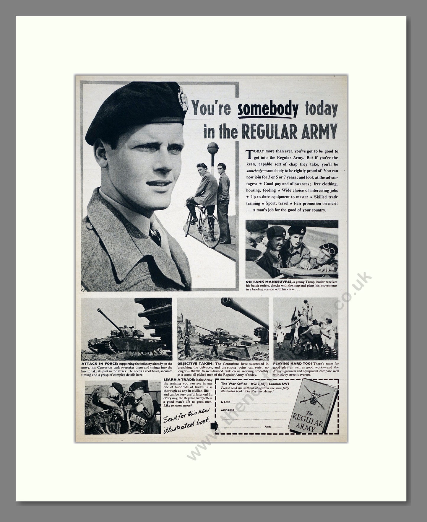 British Regular Army. Roger Moore??? Original Advert 1952 (ref AD303990)