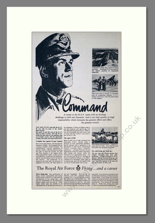 Royal Air Force Command. Original Advert 1956 (ref AD303996)