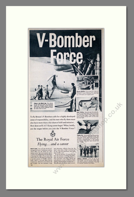 Royal Air Force V-Bomber Force. Original Advert 1958 (ref AD303998)