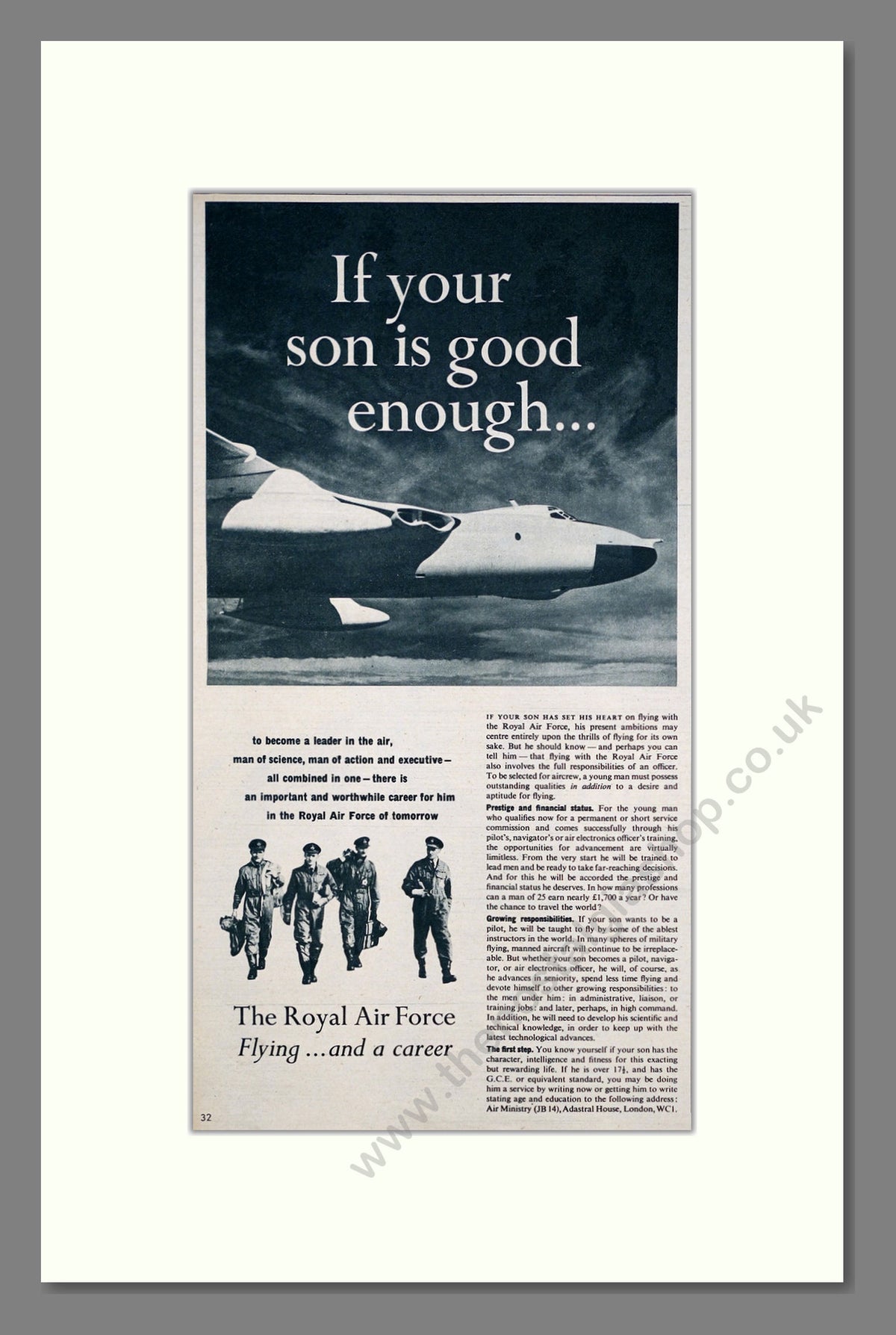 Royal Air Force If Your Son Is Good Enough. Original Advert 1958 (ref AD303999)