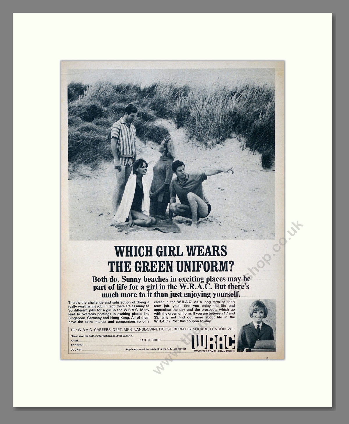 Women's Royal Army Corps. Original Advert 1967 (ref AD304025)
