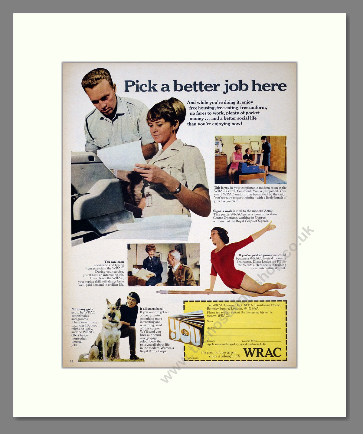 Women's Royal Army Corps. Original Advert 1969 (ref AD304026)